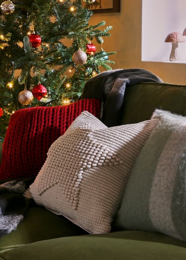 Green Check Faux Mohair Cushion (43cm x 43cm)