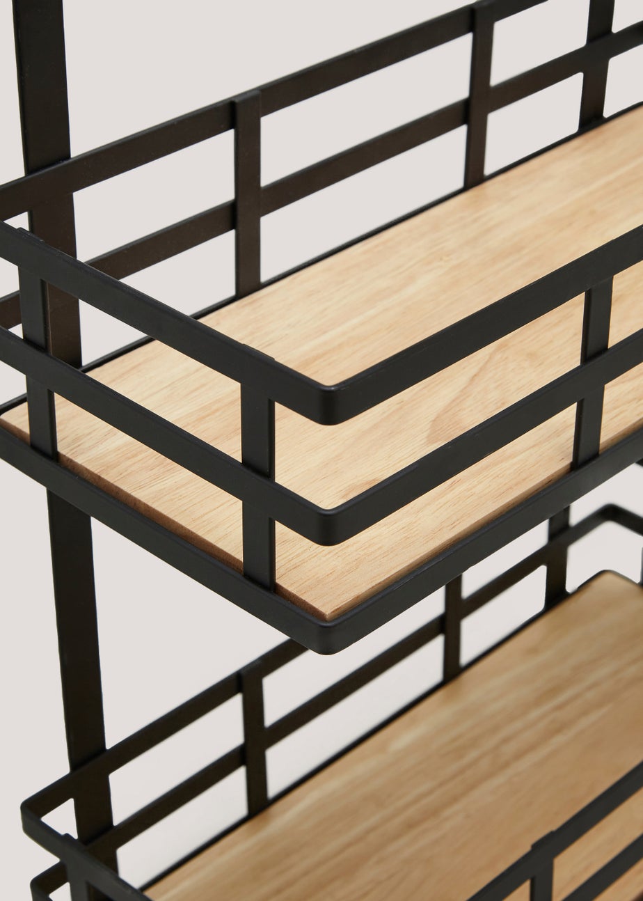 Black Wire & Wood Over Door Bathroom Baskets (58.5cm x 13.5cm x 31.5cm)