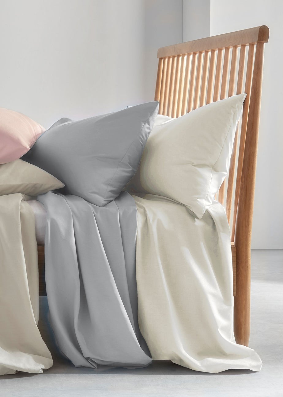 Grey 100% Cotton Fitted Bed Sheet (200 Thread)