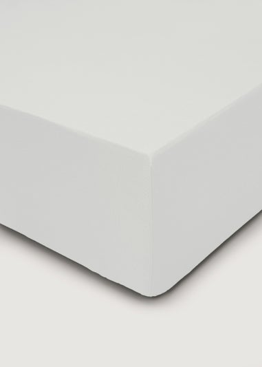 White 100% Cotton Deep Fitted Bed Sheet (200 Thread)