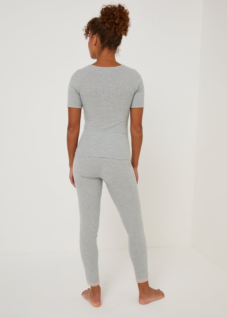 Grey Thermal Top & Leggings Set