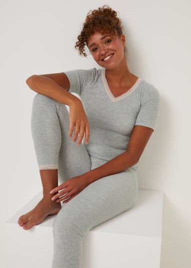 Grey Thermal Top & Leggings Set