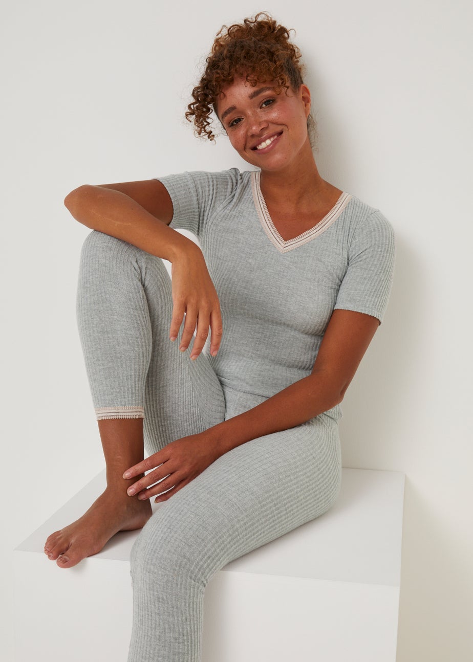Grey Thermal Top & Leggings Set