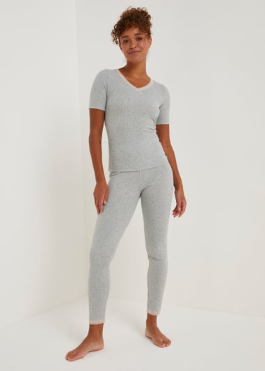 Grey Thermal Top & Leggings Set