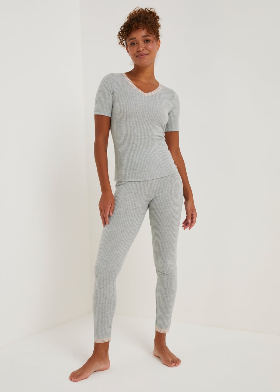 Grey Thermal Top & Leggings Set