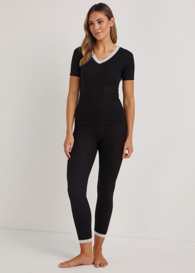 Black Thermal Top & Leggings Set