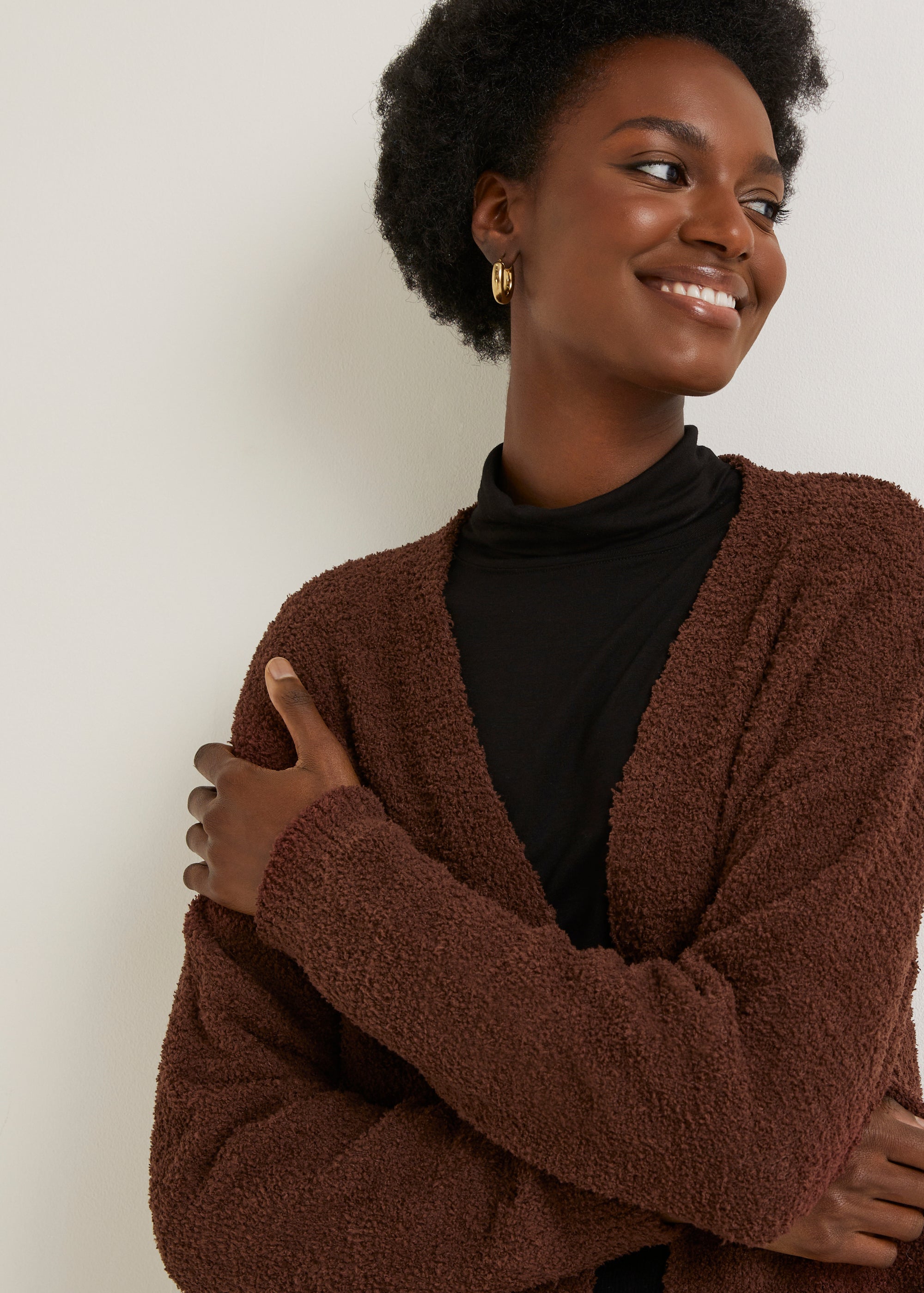 Brown Soft Yarn Longline Cardigan - Matalan