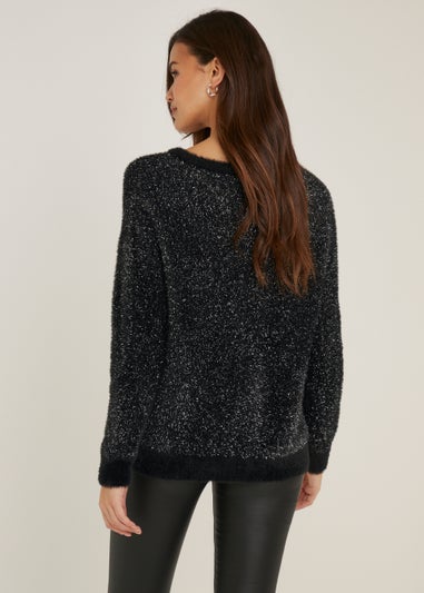 Black Star Tinsel Christmas Jumper