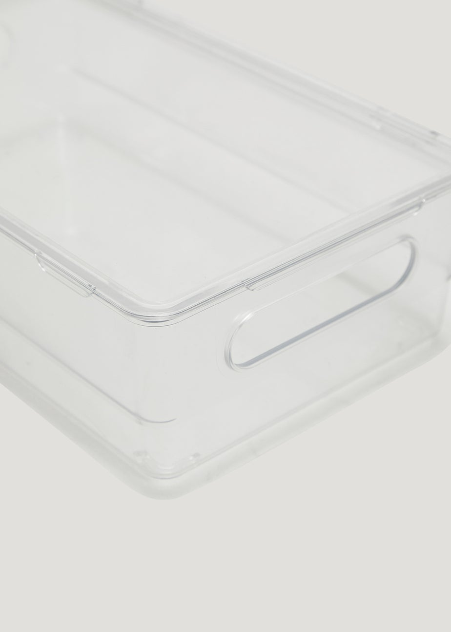 Clear Acrylic Fridge Storage Tray With Lid (26cm x 16cm x 7.5cm)