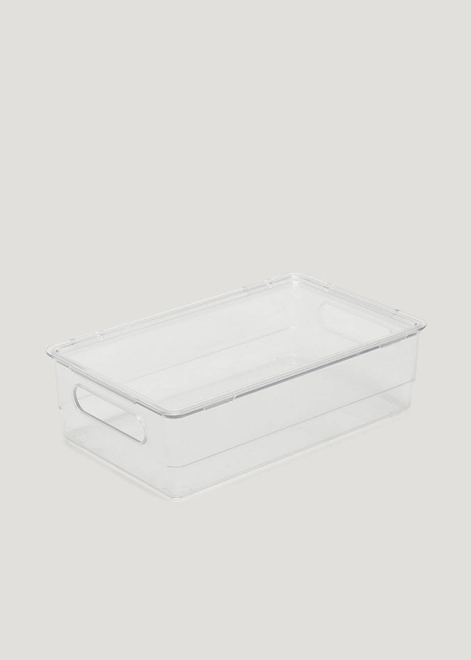 Clear Acrylic Fridge Storage Tray With Lid (26cm x 16cm x 7.5cm)