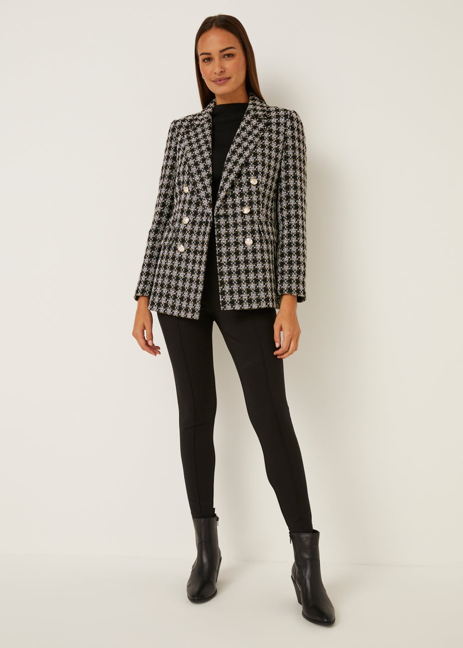 Et Vous Black Check Boucle Blazer