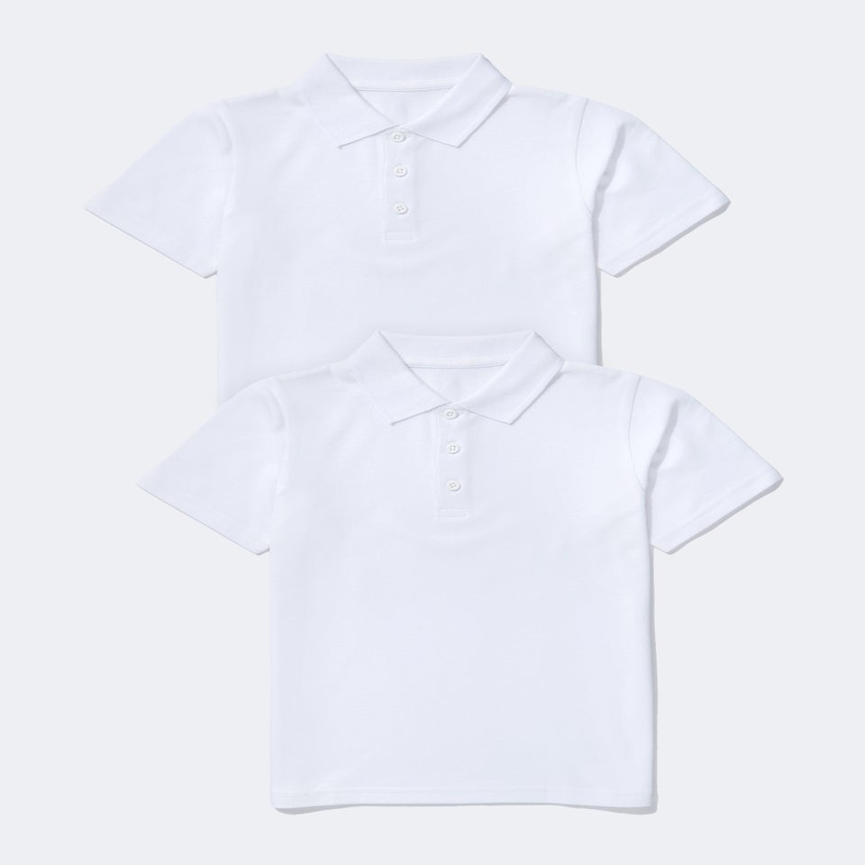 Kids 2 Pack White School Polo Shirts (4-16yrs)