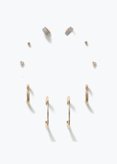 6 Pack Gold Stud & Hoop Earrings