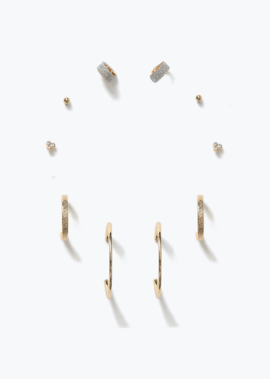 6 Pack Gold Stud & Hoop Earrings