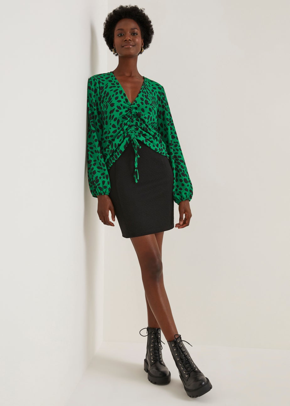 Black Textured Mini Skirt