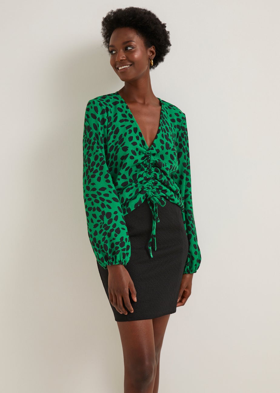 Black Textured Mini Skirt