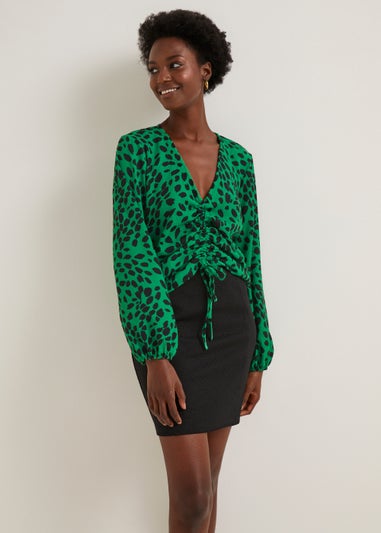 Black Textured Mini Skirt