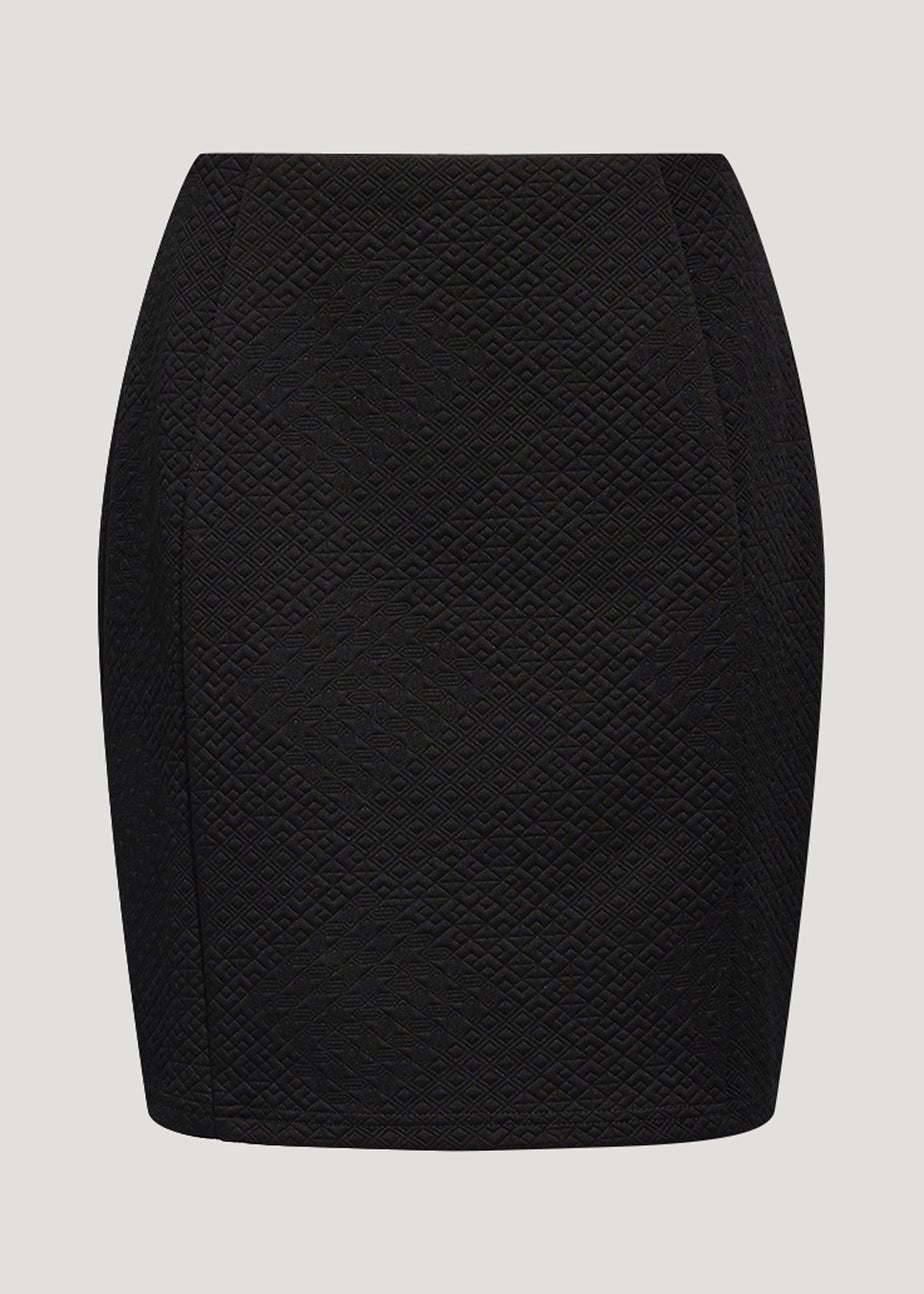 Black Textured Mini Skirt