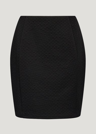 Black Textured Mini Skirt