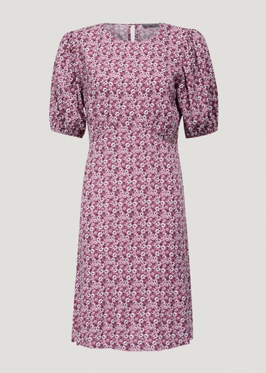 Pink Floral Print Tea Dress