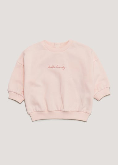 Baby Pink Hello Lovely Crew Neck Sweatshirt (Newborn-23mths)