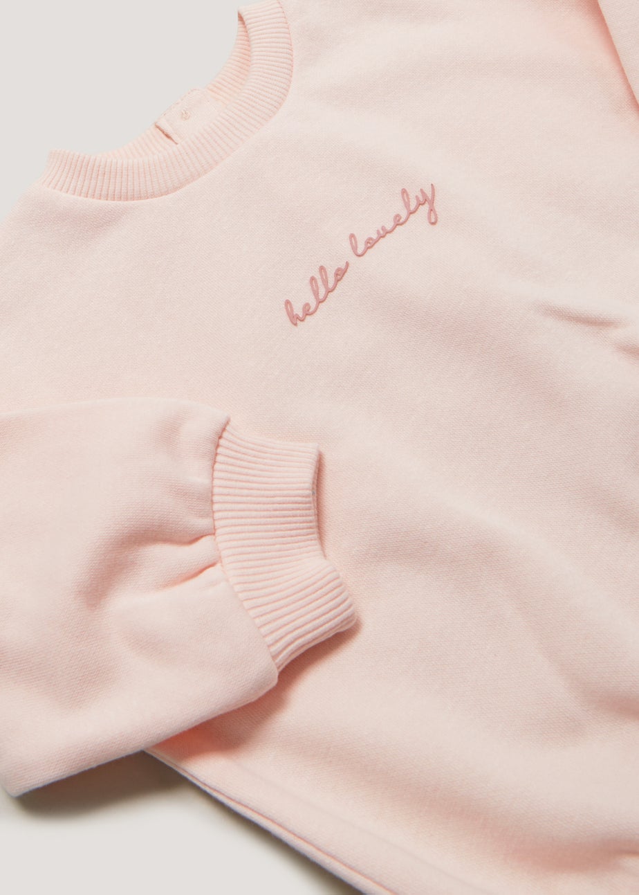 Baby Pink Hello Lovely Crew Neck Sweatshirt (Newborn-23mths)