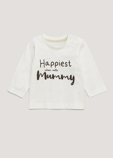 Baby Cream Mummy Slogan T-Shirt (Newborn-23mths)