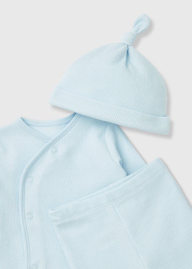 Baby 3 Piece Blue Waffle Set (Newborn-12mths)