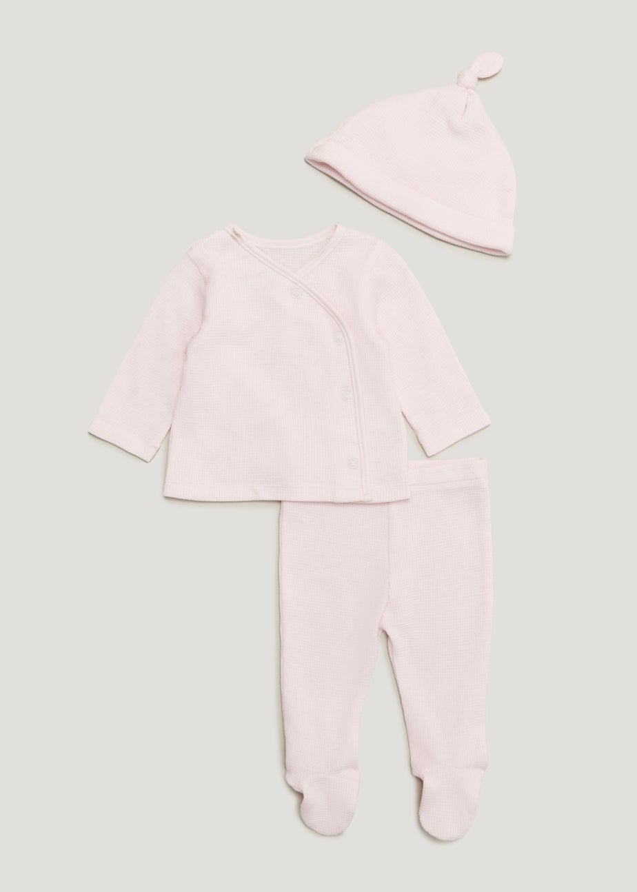 Baby 3 Piece Pink Waffle Set (Newborn-12mths)