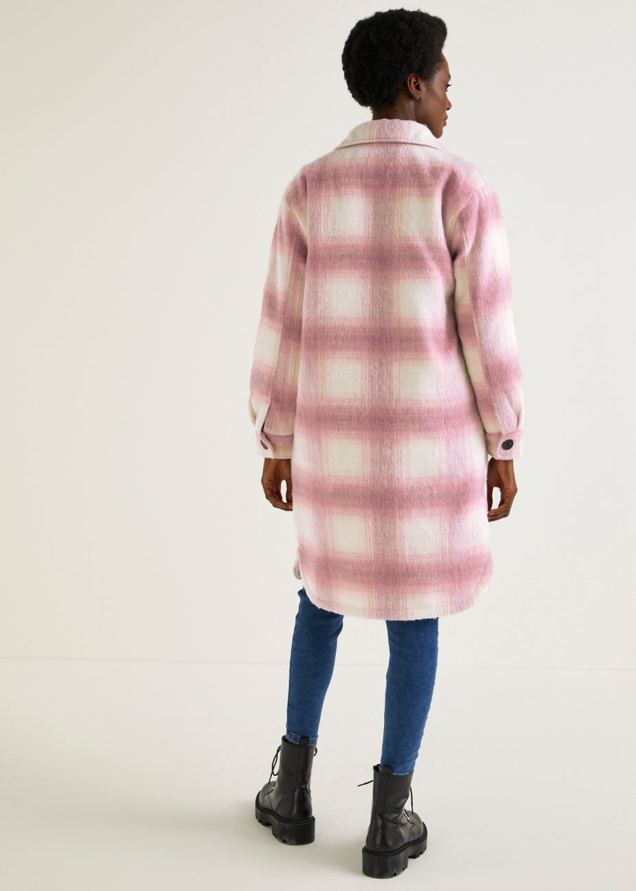 Pink Check Long Shacket