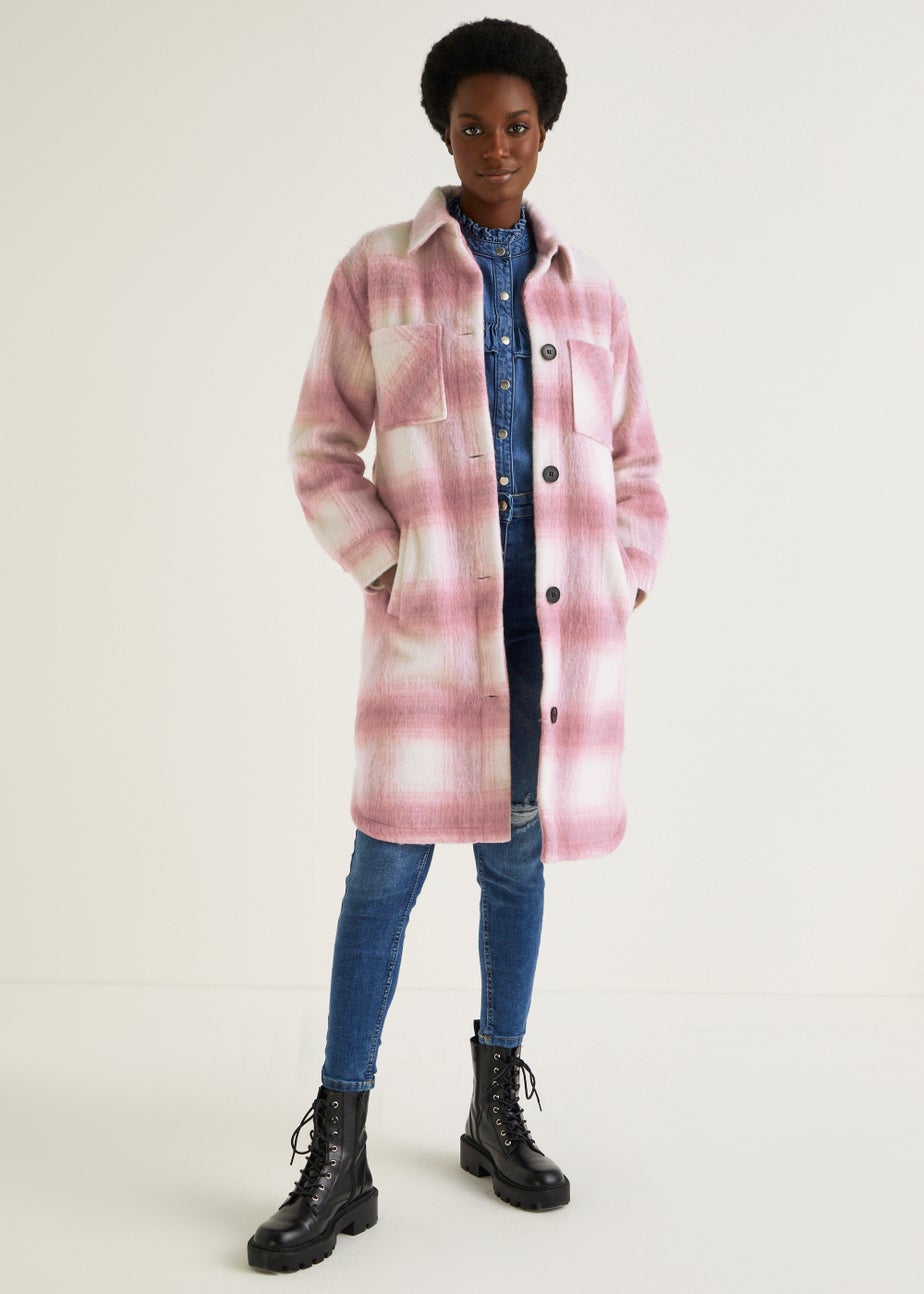 Pink Check Long Shacket