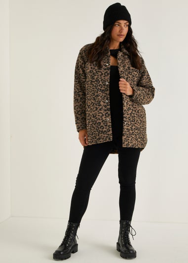 Brown Leopard Print Short Shacket