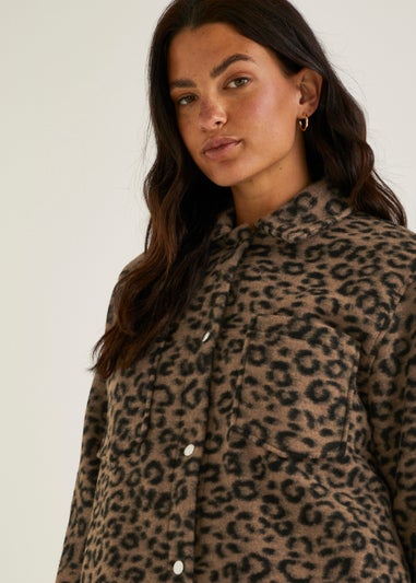 Brown Leopard Print Short Shacket