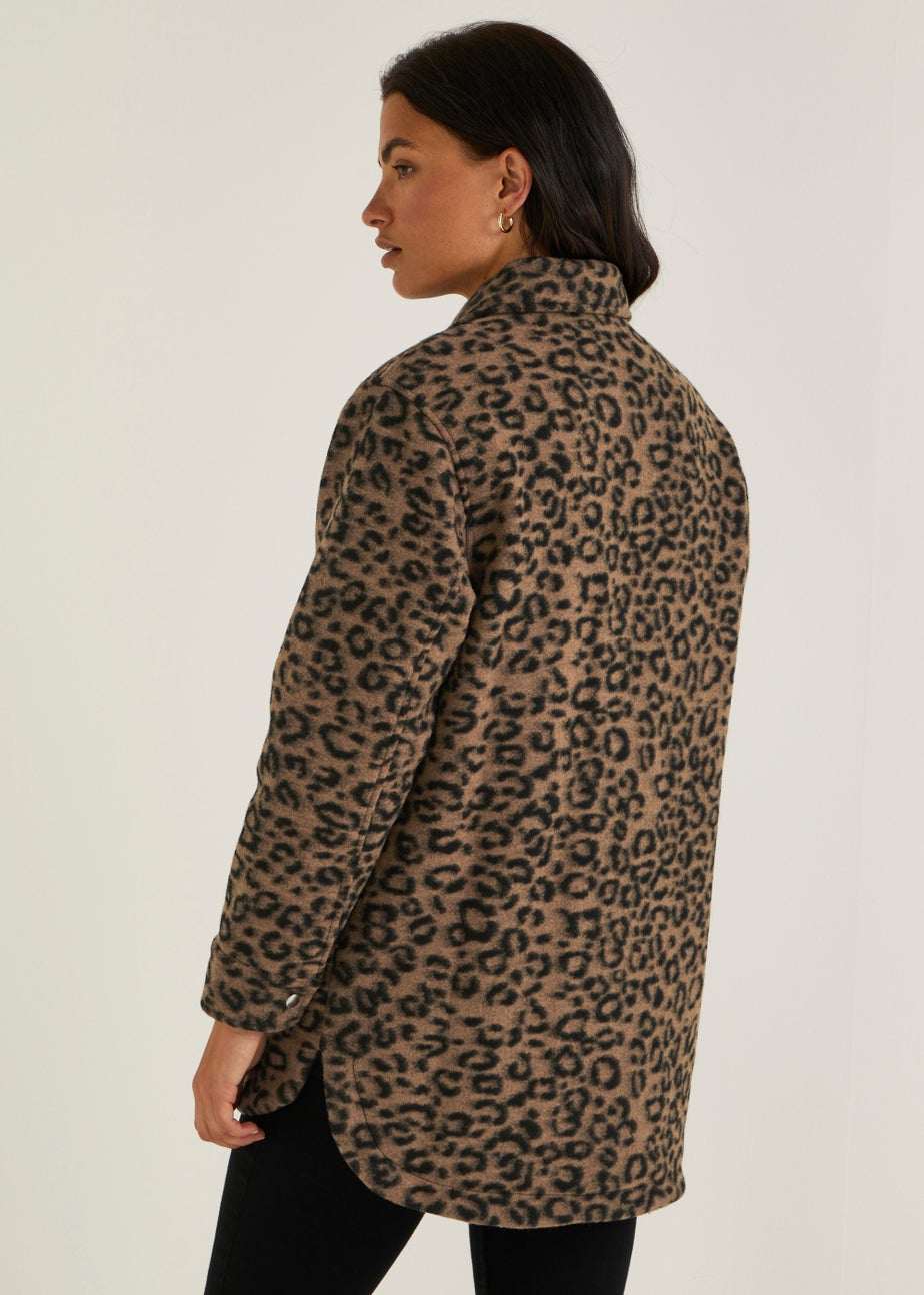 Brown Leopard Print Short Shacket