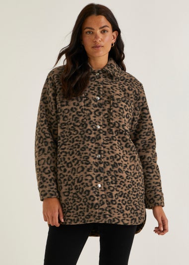 Brown Leopard Print Short Shacket