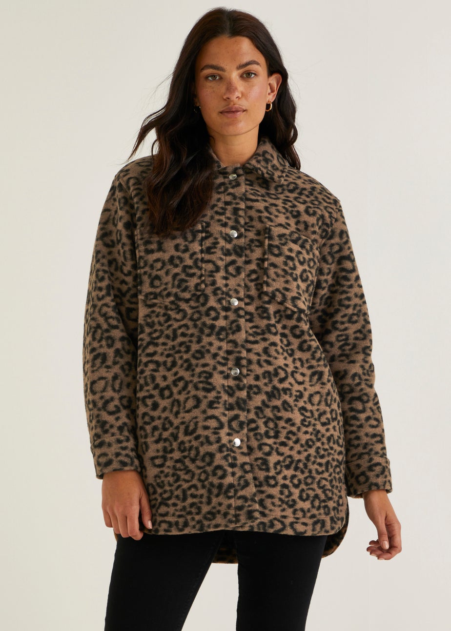 Brown Leopard Print Short Shacket