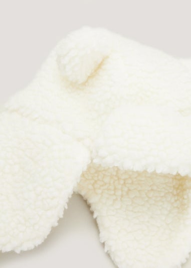 Cream Teddy Fleece Baby Trapper Hat (Newborn-24mths)