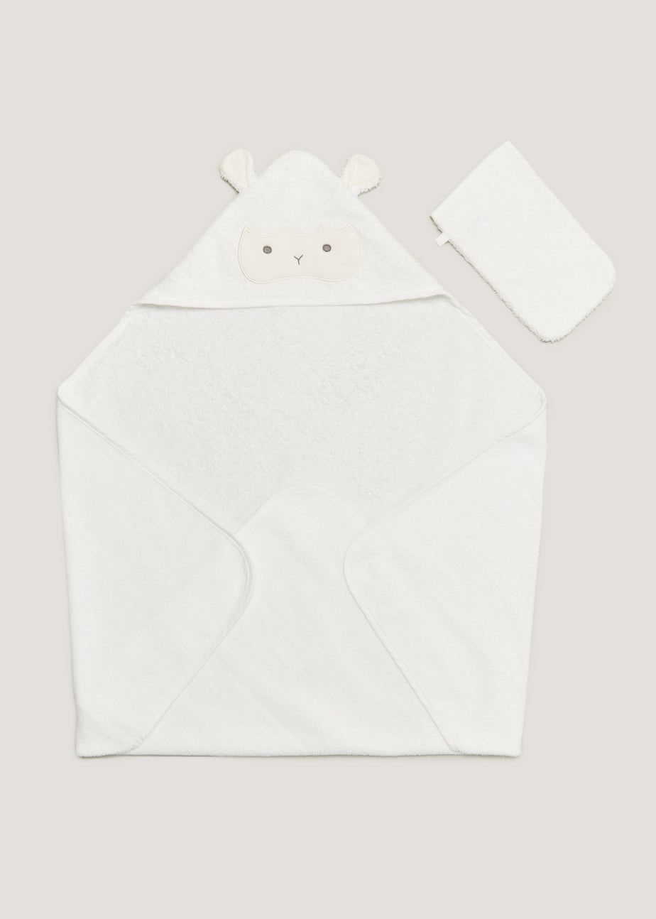 Cream Sheep Hooded Towel & Wash Mitt Set (One Size)