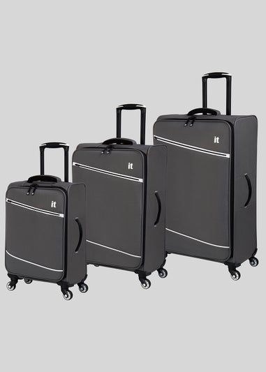 IT Luggage Grey Soft Shell Suitcase