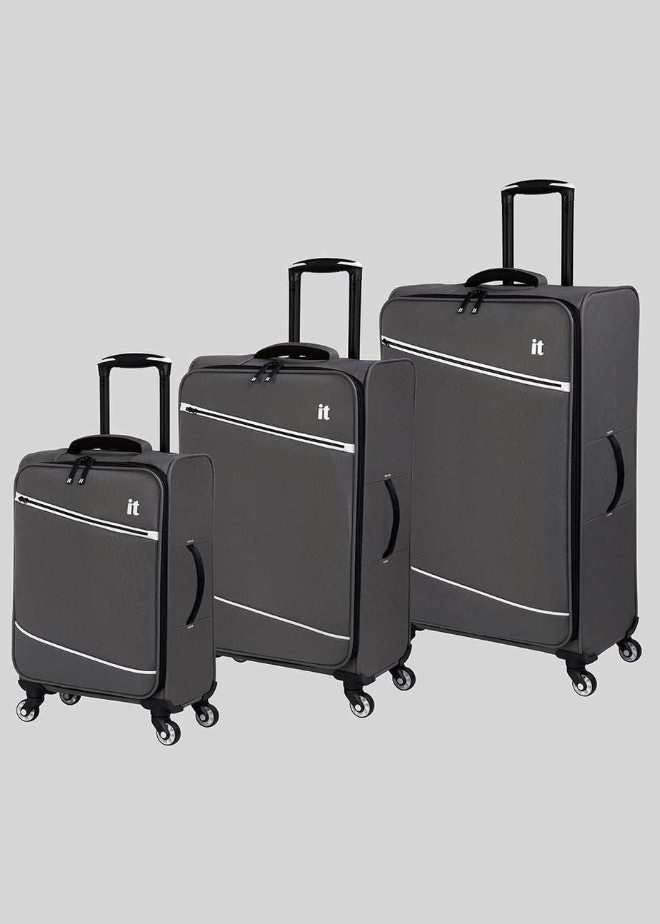IT Luggage Grey Soft Shell Suitcase