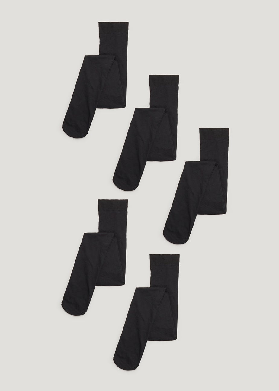Girls 5 Pack Black Opaque 60 Denier Tights (6-13yrs)