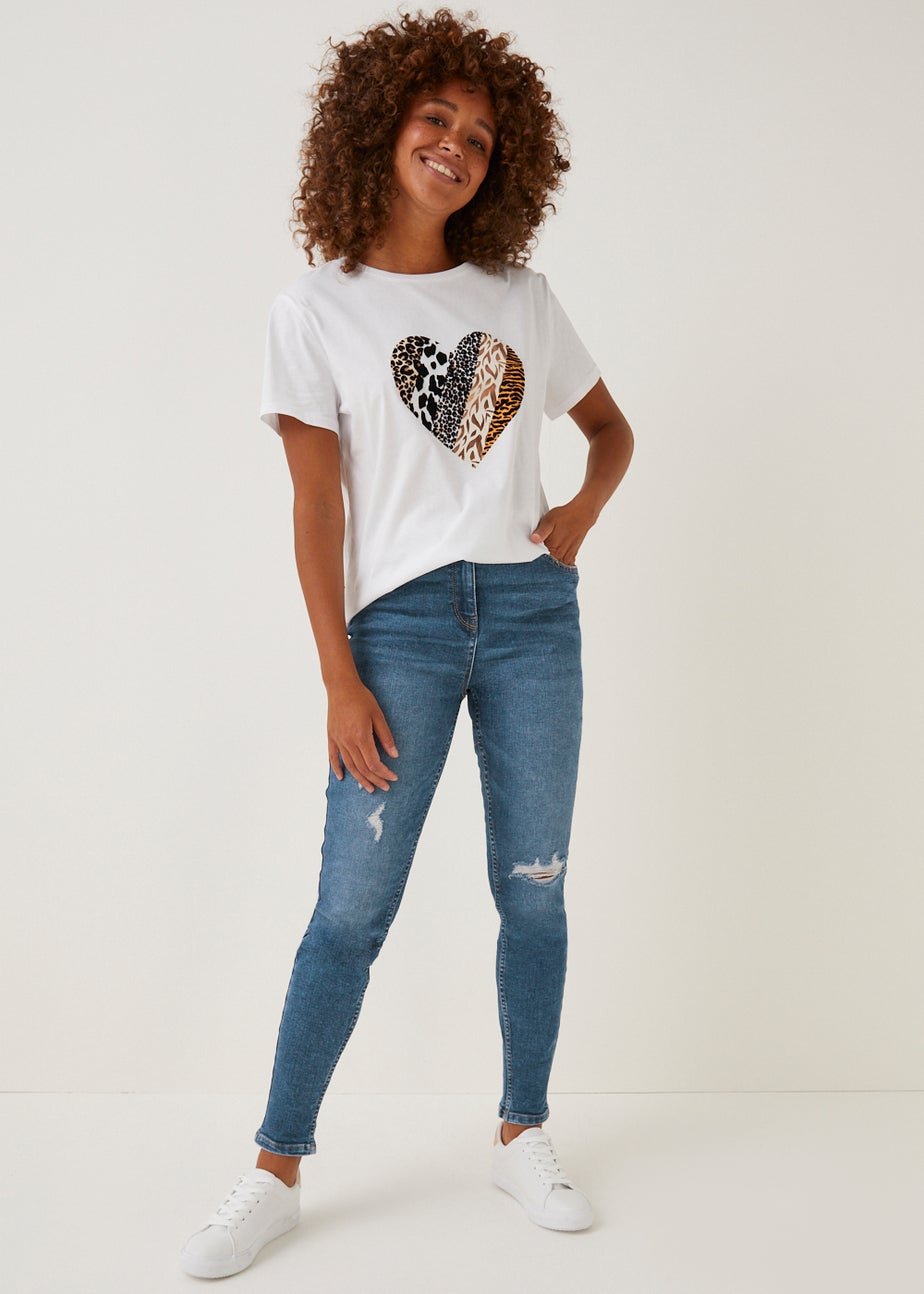 Papaya Petite April Mid Wash Ripped Super Skinny Jeans