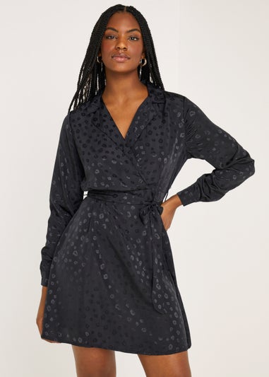 JDY Diffi Black Animal Print Long Sleeve Dress