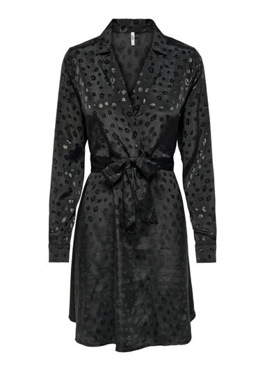 JDY Diffi Black Animal Print Long Sleeve Dress