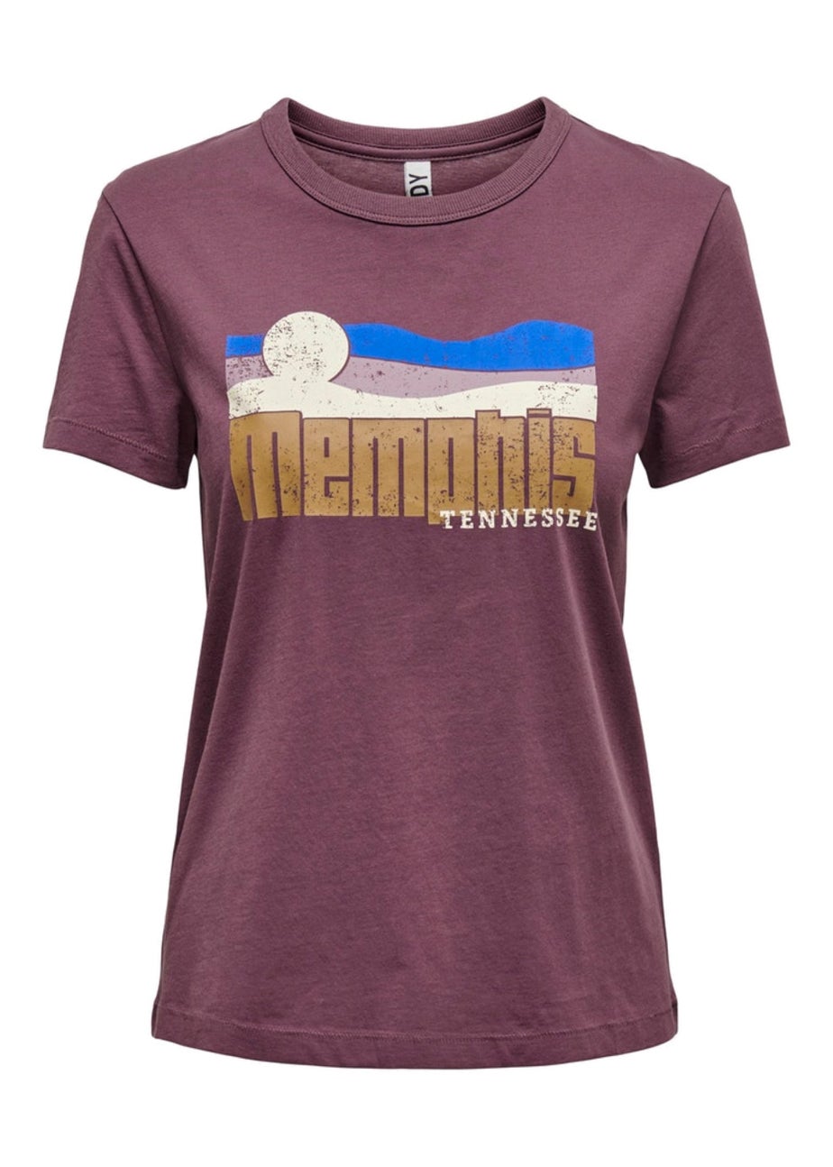 JDY Plum Memphis Print T-Shirt