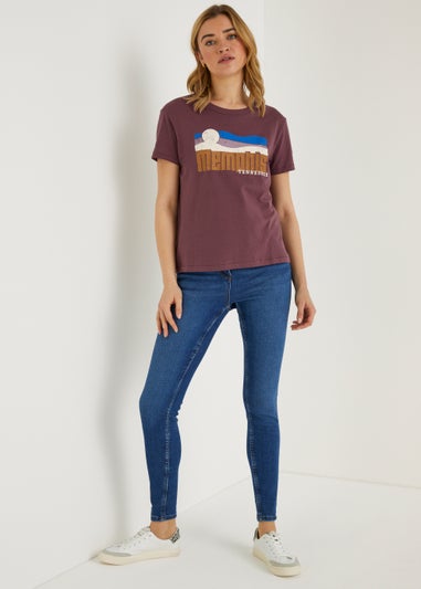 JDY Plum Memphis Print T-Shirt