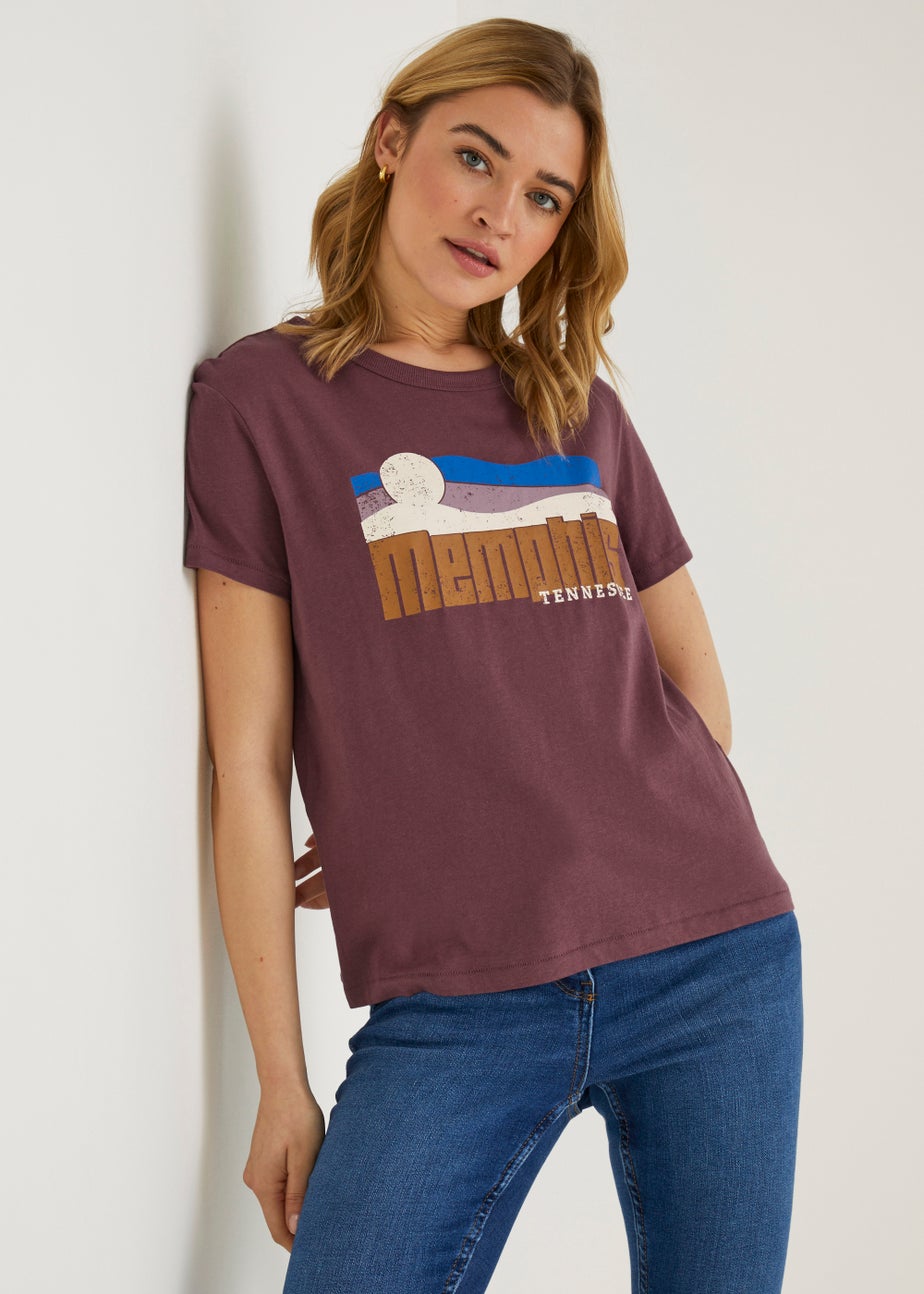 JDY Plum Memphis Print T-Shirt