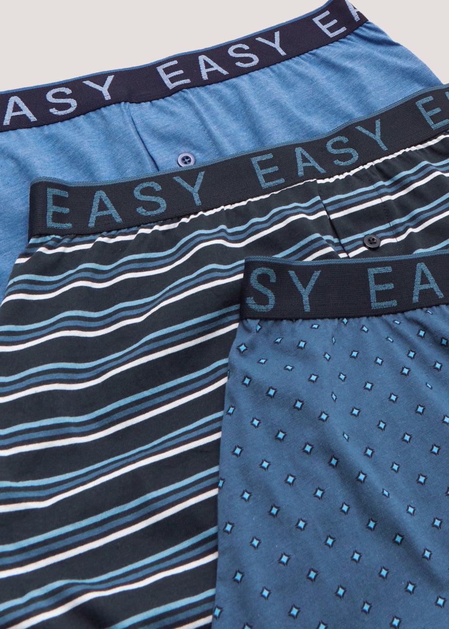 3 Pack Blue Loose Fit Boxers