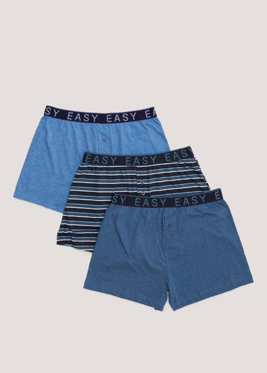 3 Pack Blue Loose Fit Boxers