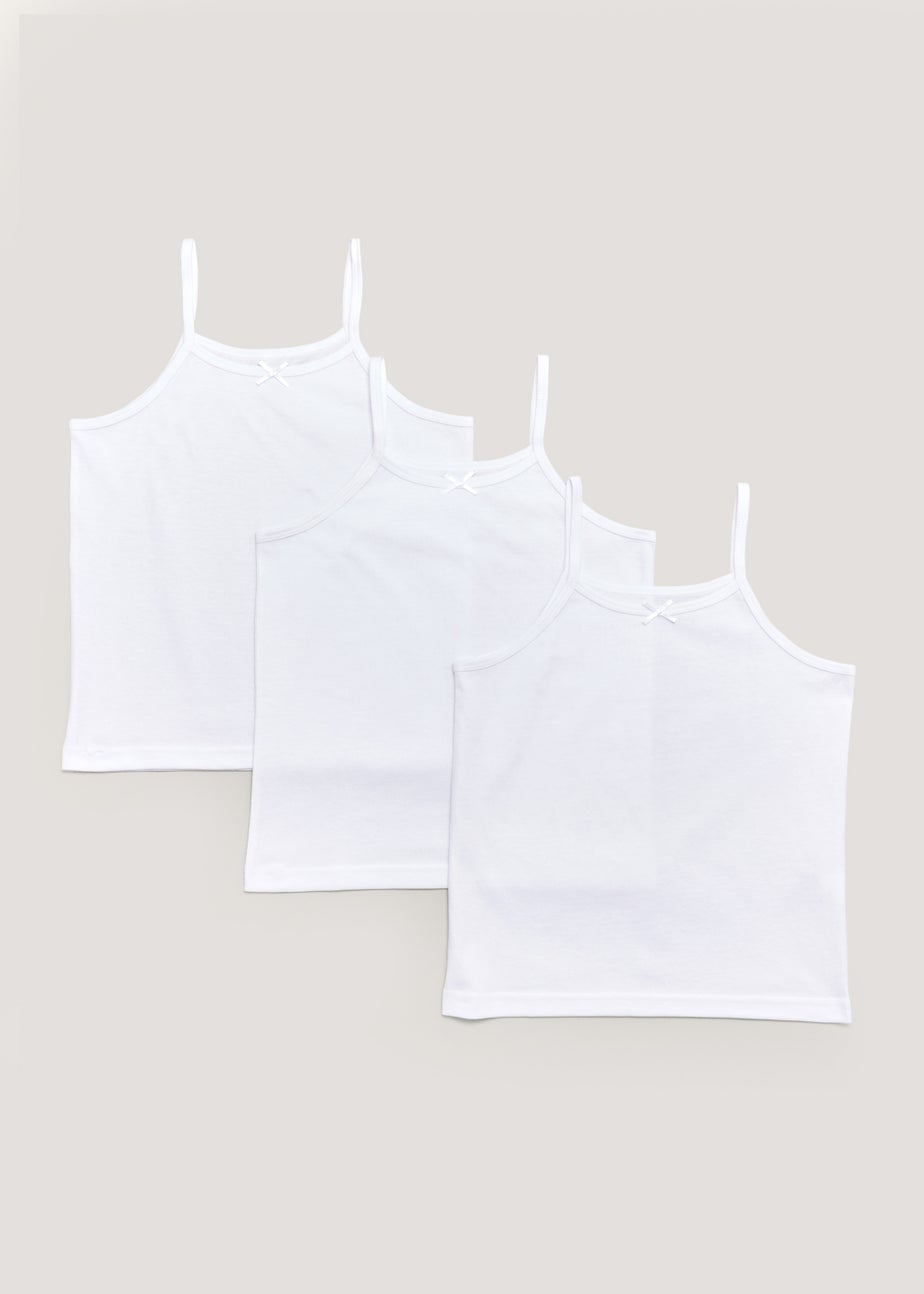 Girls 3 Pack White Cami Vests (2-13yrs)